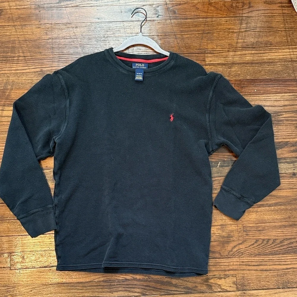 Polo Ralph Lauren Black Waffle Knit Thermal Long Sleeve Shirt Men’s XL